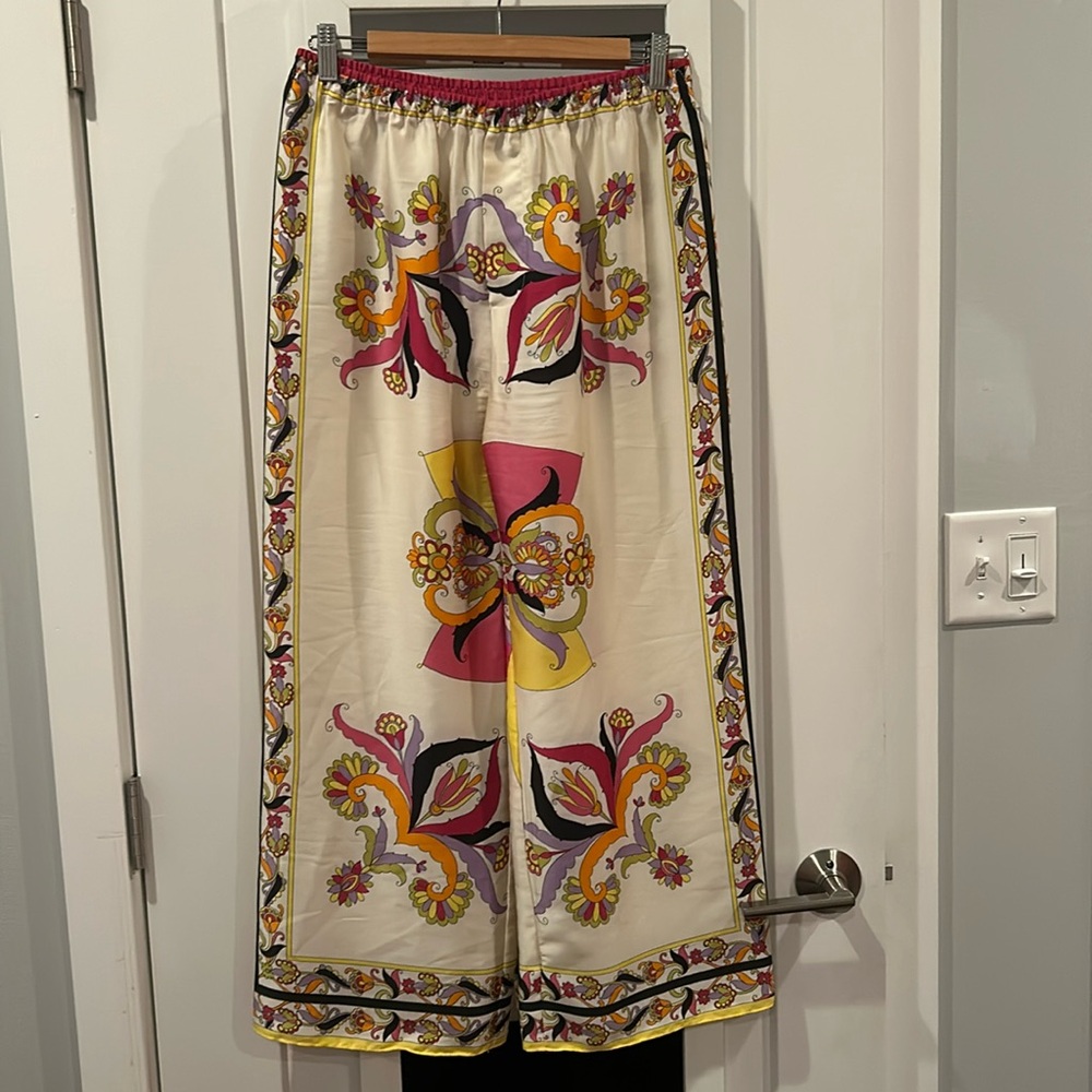 Zara Printed Wide-Leg Pants